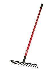 Bully Tools 92311 16-Inch Level Head Rake with Fiber Glass Handle and 14 Steel Head Tines, 60-Inch