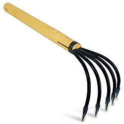 Gardeners Claw Rake | Military Grade Steel 5 Tines and Prime Wood Japanese Ninja Claw Garden Rake / Cultivator for Perfect Pulverized and Aerated Soil, Ergonomic Wooden Handle for Firm Grip