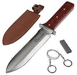 Hori Hori Garden Knife – Kitclan Landscaping Digging Tool With Stainless Steel Blade, Garden Digging Knife for Gardeners and Campers, with Free Gift Sharpening Whetstone & Saw-chain