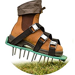 Lawn Aerator Shoes by NiG Tools – Lifetime Heavy Duty Spiked Shoes – 2″ Long Steel Nails – 3 Adjustable Durable Straps With Metal Buckles – 6 Extra Spikes and a Small Wrench
