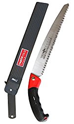 Tabor Tools Straight Pruning Saw with Sheath, 10″ Turbocut Pull Action Blade for Easy Tree Trimming and Branch Cutting