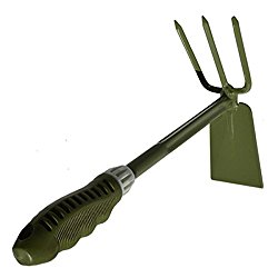 Worth Garden Powder Coating Carbon Steel Hand Digger & Hoe Combo Tool with Ergonomic Soft PVC Grip