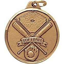1 1/4 Inch Silver Softball Award Medal
