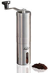 JavaPresse Manual Coffee Grinder | Conical Burr Mill for Precision Brewing | Brushed Stainless Steel