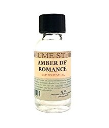 Amber De’ Romance Pure Perfume Oil. Use for Perfume Making, Personal Body Oil, Soap, Candle Making & Incense; 1oz Splash-On Clear Glass Bottle. Pure Undiluted, Alcohol Free Undiluted Fragrance Oil