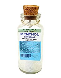 Natura Bona 100% Pure USP Grade Menthol Crystals. Premium Quality 170 Grams, Apothecary Glass 6 oz Food Grade Bottle. Organic Mentha Arvensis Crystals. Use for Sauna, Cosmetic & Personal Aromatherapy
