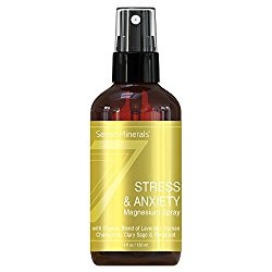 Seven Minerals Stress & Anxiety Magnesium Spray with Organic Blend of Lavender, Roman Chamomile, Clary Sage & Bergamot – 4 fl oz