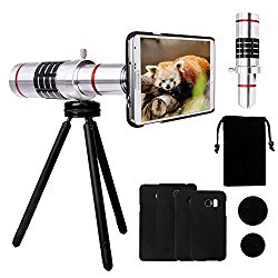 Luxsure Camera Lens Kit with 18x Aluminum Telephoto Lens + Mini Tripod + Hard Case + Velvet Bag + Cleaning Cloth for Samsung Galaxy S7/S6/Note 5/Note 4