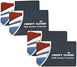Credit Guard RFID Scanner Blocking Cards, Set of 4