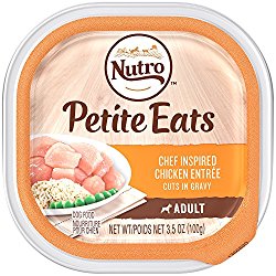 NUTRO Small Breed Adult PETITE EATES Chef Inspired Chicken Entrée Cuts in Gravy Dog Food Trays 3.5 Ounces (Pack of 24)
