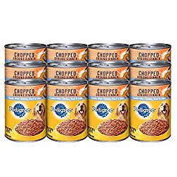 PEDIGREE Meaty Ground Dinner Chopped Chicken, Beef & Liver Canned Dog Food 22 Ounces (Pack of 12)
