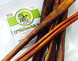 12″ THICK Bully Sticks for Dogs Made in USA~Grass-Fed American Beef~Not Treated With Growth Hormones or Antibiotics~Delicious Low Odor Grain-Free Dog Chews
