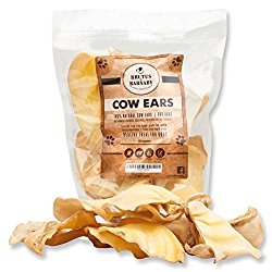 All Natural, Whole Cow Ears for Dogs by Brutus & Barnaby, Harvested from Free Range, Hormone Free, Grass Fed Cattle, USDA/FDA Approved