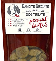 Bandit’s Biscuits Natural Grain-Free Crunchy Dog Treats, 10 oz, Peanut Butter