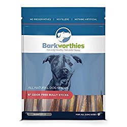 Barkworthies Odor-Free Bully Stick Treat, 6″, (Pack of 5)