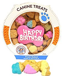 Claudia’s Canine Cuisine Peanut Butter Dog Cookies, 10-Ounce, Happy Birthday, Pink