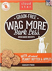 Cloud Star Wag More Oven Baked Grain Free Biscuits – 14 ounce Peanut Butter, Apples