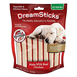 Dream Sticks Chicken Dog Chew, One Size, 15 pieces/pack