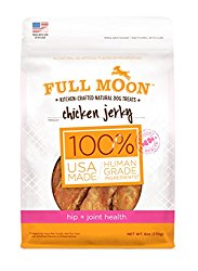 Full Moon All Natural Human Grade Dog Treats for Hip plus Joint Health, Chicken Jerky, 6 Ounce