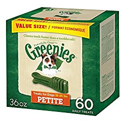 GREENIES Dental Dog Treats, Petite, Original Flavor, 60 Treats, 36 oz.