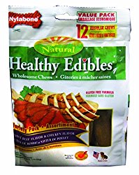 Nylabone Healthy Edibles Chicken and Roast Beef Flavored Variety Pack, 12 Count