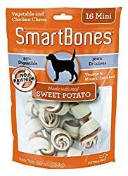 SmartBones Sweet Potato Dog Chew, Mini, 16 pieces/pack