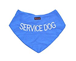 SERVICE DOG Blue Dog Bandana quality personalised embroidered message neck scarf fashion accessory Prevents accidents by warning others of your dog in advance
