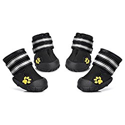 Petacc Dog Shoes Waterproof Dog Boots Anti-slip Snow Boots Warm Paw Protector for Medium to Large Dogs Labrador Husky Shoes 4 Pcs in Size 6