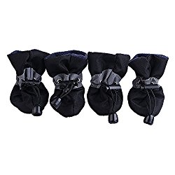 Royal Wise Antiskid Dog Boots Pet Shoes Soft and Breathable For Winter or Spring 4PCS (L, SprBlack)