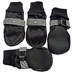 Hiado Dog Shoe Boots with Non Slipping Soft Soles to Protect Paw and Hardwood Floors (Black, Xl, 3.14×2.75 Inch)