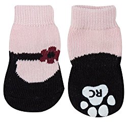 RC Pet Products PAWks Dog Socks, Medium, Pink Mary Janes