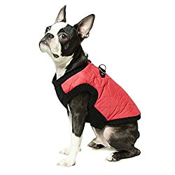 Gooby Fashion Quilted Bomber Dog Vest with Stretchable Chest, Red, Large