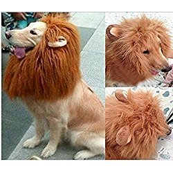 Gimilife Dog Costume Lion Mane Wig(Light Brown)