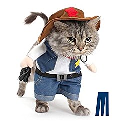 Mikayoo Christmas costumes,The Cowboy for Party Christmas Special Events Costume,West CowBoy Uniform with Hat,Funny Pet Cowboy Outfit Clothing for dog cat(3)