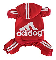 Scheppend Adidog Pet Clothes for Dog Cat Puppy Hoodies Coat Winter Sweatshirt Warm Sweater,Red Large