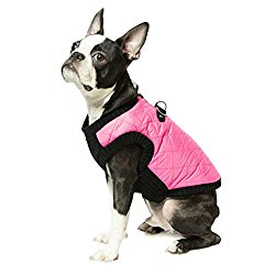 Gooby Fashion Quilted Bomber Dog Vest with Stretchable Chest, Pink, Medium