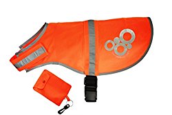 Reflective Dog Vest – Blaze Orange and Reflective Silver – Lightweight Breathable Fabric – Secure Adjustable Elastic Waistband +BONUS Storage Bag – MEDIUM