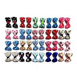 Aoyoho Pack of 40pcs/20pairs Baby Pet Dog Hair Clips Cat Puppy Bows Small Bowknot Pet Grooming Products Mix Colors Varies Patterns Pet Hair Bows Dog