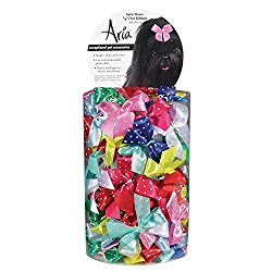 Aria Dot Ribbon Bows for Dogs, 100-Piece Canisters