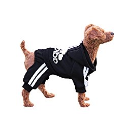 EastCities Adidog Winter Puppy Hoodie for Small Dogs Warm Coat Sweater Four Legs Pet Clothes for Dog Cat,Black XL