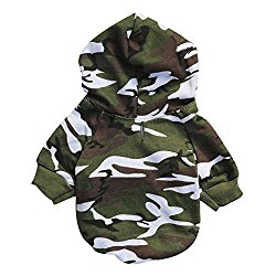 MNBS Dog’s Camo Patterned Cozy Shirt Jersey for Spring with Hoodie XX-Small Green