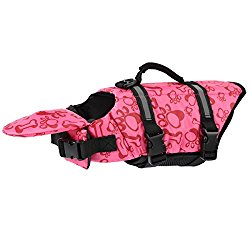 Dog Life Vest Large Neon Quick Release Easy-Fit Adjustable Life Vest for Dogs—By PetCee (Pink, L)