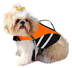 EXPAWLORER Medium Ripstop Dog Life Jacket with Handle Adjustable Reflective Pet Puppy Saver Swimming Life Vest Coat Flotation Aid Buoyancy for Small and Large Dogs