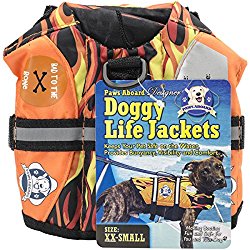 Fido Pet Products Paws Aboard Doggy Life Jacket, XX-Small, Racing Flames