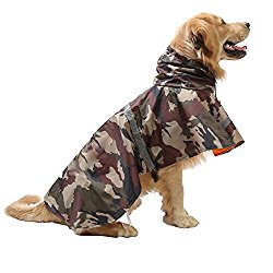 Genenic Pet Raincoat Leisure Waterproof Clothes Lightweight Camouflage Rain Jacket Poncho with Strip Reflective For Large Medium Dog (Brown XL)