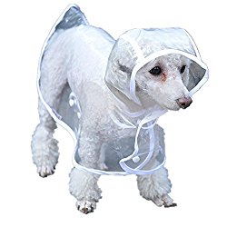 Giveme5 Waterproof Puppy Raincoat Transparent Pet Rainwear Clothes for Small Dogs/Cats (S, White)