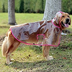 Glanzzeit Dog See-through Raincoat Cool Rain Jackets Adjustable Poncho for Medium Large Dogs 2XL to 6XL (5XL, Pink)