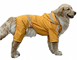 HLC Large Dog Fashion Waterproof X-Large Pet Raincoat Wear Big Clothes Jacket (7XL, Yellow)