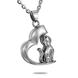 HooAMI Loving Cat Kitty Cremation Urn Jewelry Pet Ashes Necklace