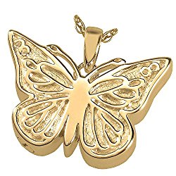 Memorial Gallery MG-3288gp Perfect Filigree Butterfly 14K Gold/Silver Plating Cremation Pet Jewelry